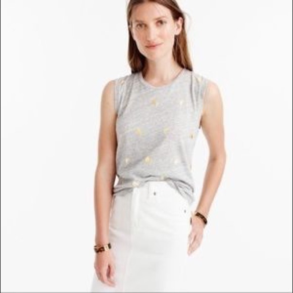 J. Crew | Grey w/ Gold bananas muscle tee - Picture 2 of 8